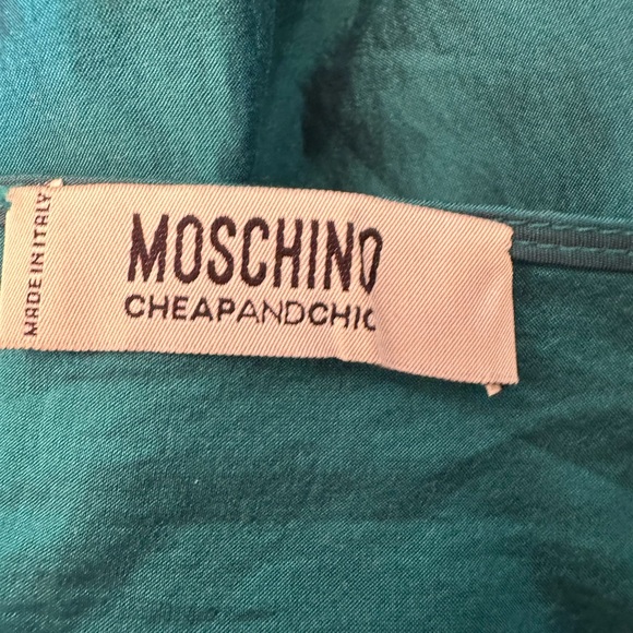 Moschino Teal Dress | Silk & Cotton Blend | Made in Italy | Elegant Designer - Picture 10 of 13